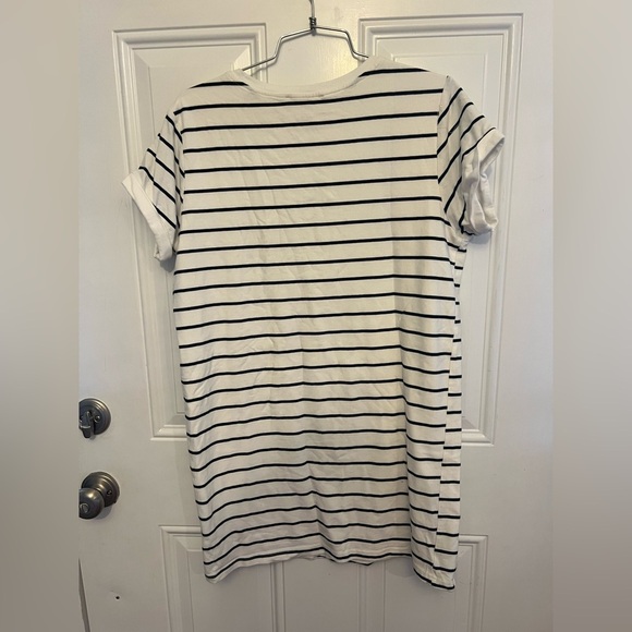 Lulu’s Cafe Society Black and Cream Striped Shirt Dress Size Medium M - Picture 4 of 5